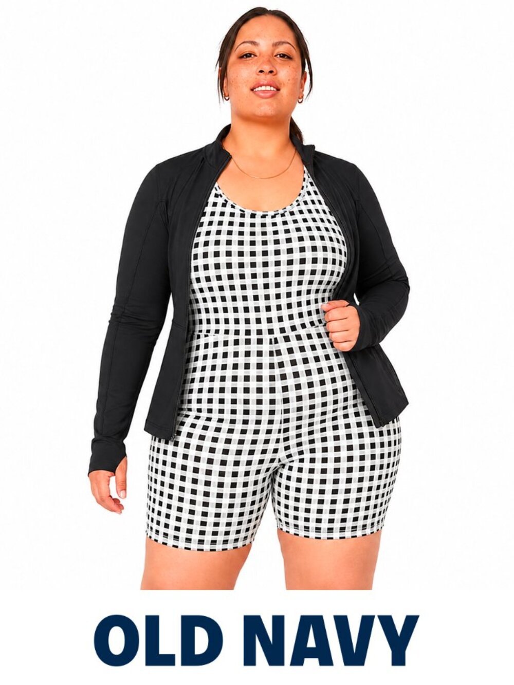 Old Navy 4X Active PowerChill Racerback Gingham Bodysuit Romper - Like New